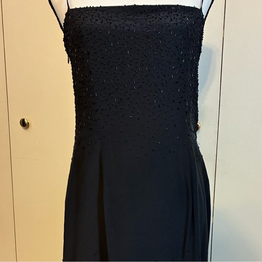 Silk Beaded Black, Spaghetti Strap, Evening Dress